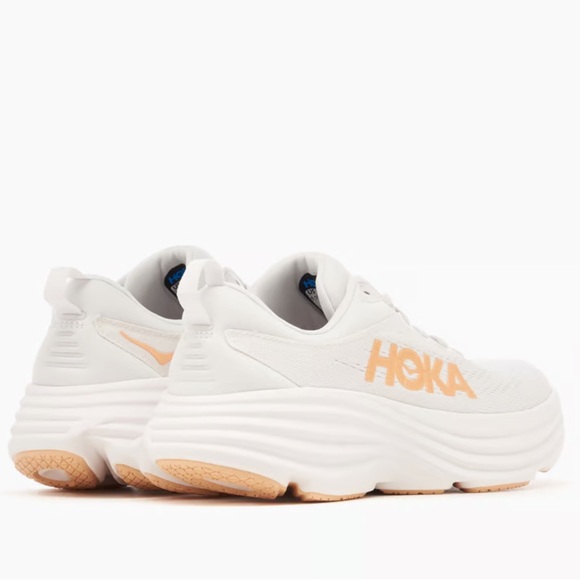HOKA Bondi 8 sneakers size 9.5 White/ Cantaloupe New Season Women New in box - Picture 8 of 16